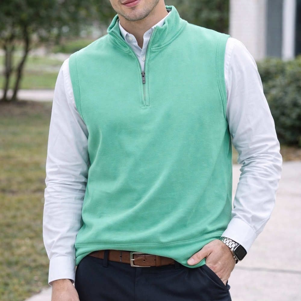 Jack Nicklaus Men’s Quarter Zip Sweater Vest Green Size Large Golf